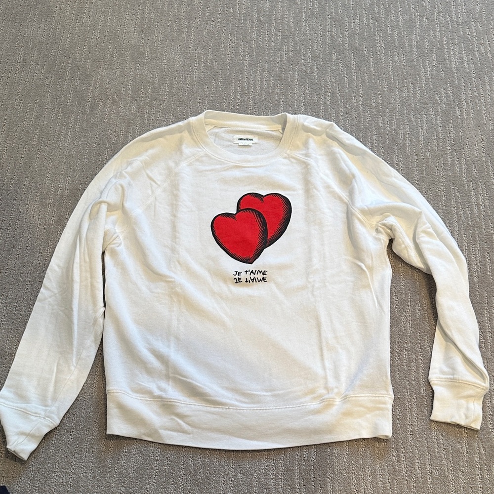 Zadig & Voltaire White Sweatshirt with Red Heart Design
